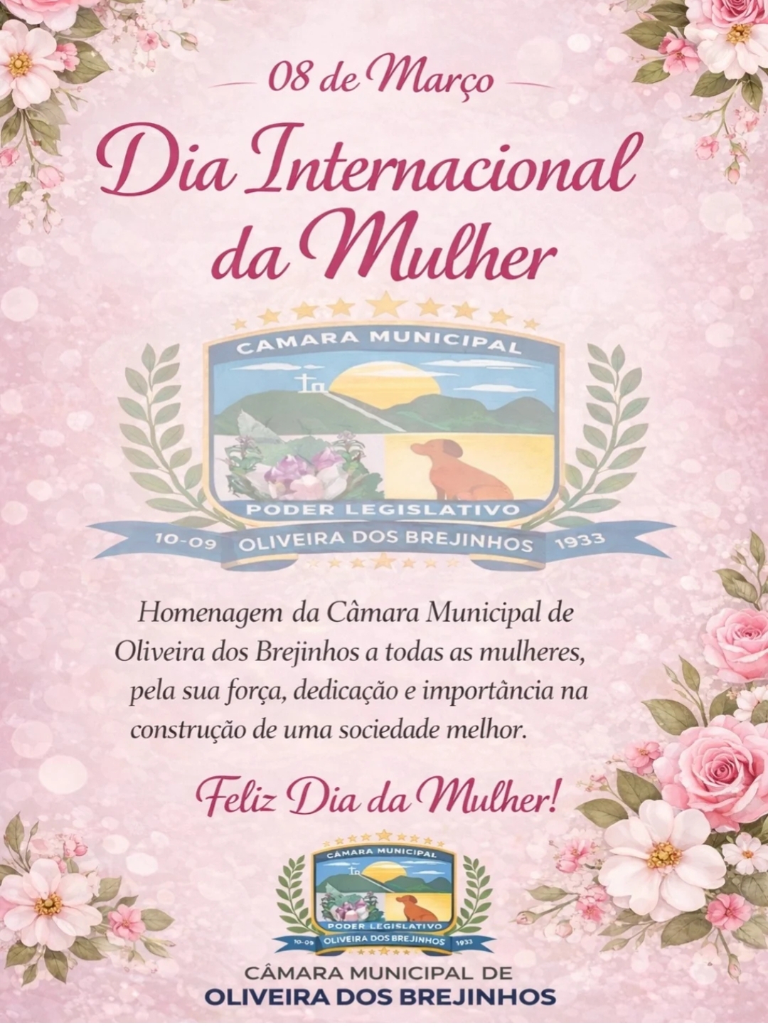 Neste Dia Internacional da Mulher, a Câmara Municipal de Oliveira dos Brejinhos presta sua mais sincera homenagem a todas as mulheres do mundo, especialmente às mulheres brejinhenses, que com